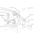 Diagram of Old School Transmission System Kit For SE Series Mini Workshop Models with labeled parts and mechanisms