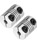 2 Pack Flexible Shaft Couplers 4 To 6 Mm Bore, 20 Mm Length, 15 Mm Diameter Aluminum Alloy Joint Connectors for CNC and 3D printers