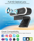 Solid 1080P Web Cam With Built In Mic And Privacy Cover For Usb Pc Or Laptop showing full HD optical lens and multifunctional bracket