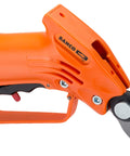 Air Powered Pruning Shears Lightweight Yet Killer Cutting Power With Ice Free Valve featuring durable orange body and sharp blade.