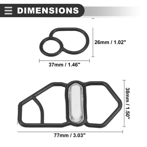 VTEC Solenoid Gasket And Spool Valve Filter Screen For Honda Civic 1996 Through 2005 Del Sol 1996 1997 Prelude 1995 Through 2001 Rubber Metal Construction