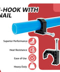 Pack Of 50 Black Half Clamp J Hook With Nail For 1/2 Inch PEX Tubing Pipe Support, Durable Plastic Mounts For Easy Positioning And Quick Secure Hold, PEX Only, PPSU1807019