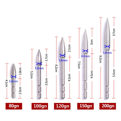 12 Pack Pro Grade Archery Arrow Field Points Stainless Steel Broadhead Tips 80 To 200 Grain For 4.2mm ID Arrow Shafts