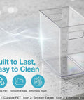 Crystal Clear Freezer Storage Bins Set With Stackable Upright Organizers For Meat And Veggies, transparent small bin on counter