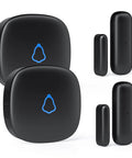 Dope Wireless Door Chime With Door Open Sensor Alarm, 500 Ft Range, 58 Chimes, 5 Volume Levels, Ideal For Home Office Or Storefront, 2 Transmitters And 2 Plug In Receivers, Easy Setup black sensor and receivers set