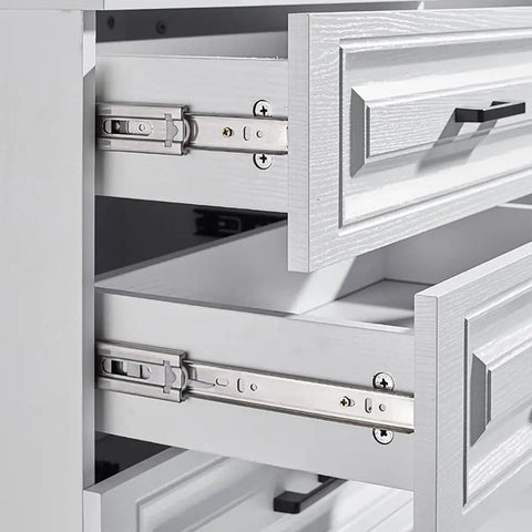 Heavy Duty Stainless Steel Drawer Slides With 3 Fold Full Extension And Ball Bearing Runners, Side Mount on white cabinet