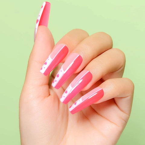 Vibrant Neon Gel Nail Polish Kit With 12 Colors 8ml Each Vegan Cruelty Free Hema Free Summer Nails in pink on hand close-up