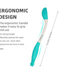 Long Reach Toilet Aid For Easy Wiping Extends Your Reach Over 15 Inches shown with ergonomic handle and soft grip.