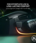 Customizable Ergonomic Gaming Mouse With Thumb Rest And RGB Lighting, 26K DPI Optical Sensor showcased with black finish