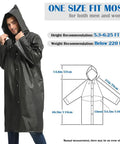 Black EVA Waterproof Rain Poncho Coat With Hood And Long Sleeves For Adults Unisex Outdoor Rain Gear Thick Tear Resistant And Breathable
