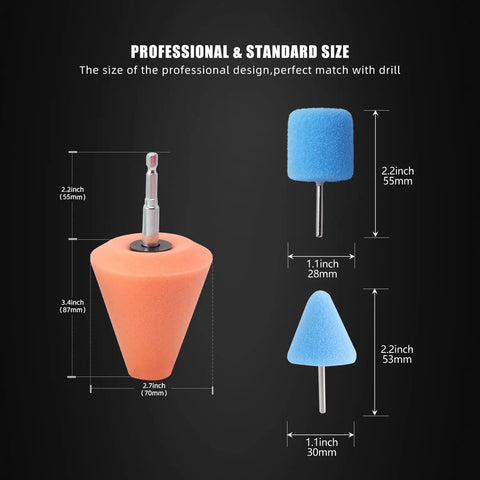 Polishing Cone 9 Piece Sponge Buffing Set For Automotive Wheel Hubs And Metal Polish Buffing Ball For Aluminum And Stainless Steel Pro Grade Easy Cone Design For Tight Spots And Curved Surfaces