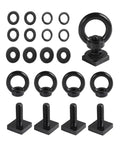 4 Piece T Track Mount Tie Down Kit With M8 Stainless Steel Heavy Duty T Bolt Eye Nuts And Rings For Roof Rack Anchoring Universal Fit