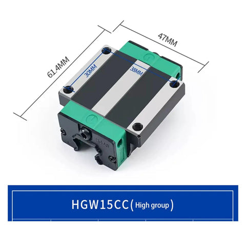 High Precision HGH15CA Linear Guide Rail Kit With HGW15CC Carriage Slide Block For Smooth CNC Router Motion And Low Friction Assembly Project That Rock, HGW15CC 61.4mm x 47mm