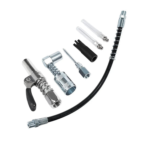 Grease Gun Accessory Kit With Needle Dispenser 90 Degree Coupler 12 Inch Hose Fitting Cleaner for auto and industrial maintenance
