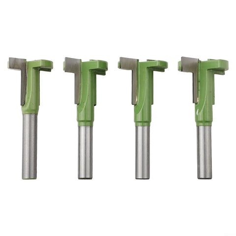 Heavy Duty Hard Alloy T Slot Cutters 8mm Shank For Woodworking: Precision Router Bits Set of 4 with green plastic parts.