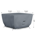 Tough Outdoor Square Fire Pit Cover 30 Inch by 30 Inch 12 Oz PVC Coated Polyester Waterproof Weather Resistant UV Protected Drawstring Closure Gray