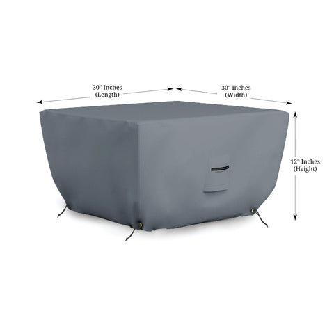 Tough Outdoor Square Fire Pit Cover 30 Inch by 30 Inch 12 Oz PVC Coated Polyester Waterproof Weather Resistant UV Protected Drawstring Closure Gray