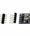 Mini USB Breakout Board Female Connector 5 Pins 0.1 Inch Pitch 150 Mils PCB Converter Board With Straight And 90 Degree Pin Headers Pack Of 10