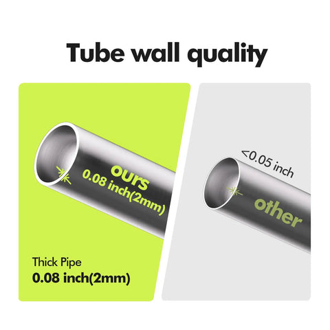 Tube wall comparison showing Top Tier Heavy Duty Stair Handrail Kit 30 Inch Stainless Steel 304 Wall Mount Grab Railing thickness.