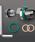 Oil drain plug repair kit, exploded view, stainless steel, M14.1-1.5 x 15mm piggyback with green O-ring