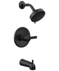 Tub and Shower Trim Kit in Matte Black with 6 Function Shower Head, Easy Clean Nozzles, Valve Trim, and Spout