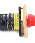 Side view of Three Phase Milling Machine Speed Control Switch with forward and reverse function, metal/plastic, red knob visible.