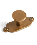 Premium Antique Brass Cabinet Knobs Paired With Elegant Oval Backplates 6 Pack straight up vintage farmhouse hardware close-up view.