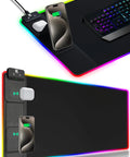 Oversized Mouse Pad With Built In Phone Holder RGB Desk Mat Featuring 15W Wireless Fast Charging Waterproof Non Slip Surface