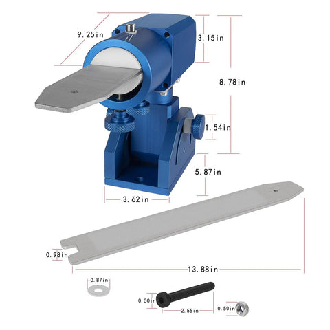 Three-Axis Blade Light Duty Workshop Knife Vise Tool With 360-Degree Swivel Base dimensions and components layout