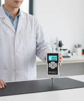 Digital Push Pull Force Gauge With Backlit Display And Peak Hold Pro Grade Tension And Compression Tester Unit Conversion In N Kg Lb 5N Capacity Portable AA Powered One Hand Operation Readouts on lab bench