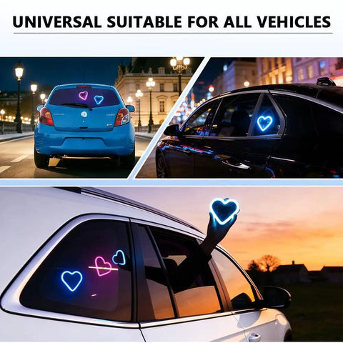 Solar Powered Heart Light For Cars Wireless LED Ambient Lamp With 6 Modes And Vibration Sensor Auto On At Night