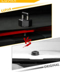 Comparison of Badass Quick Swap Thumb Screws With Heavy Duty D Ring Knobs Premium Aluminum Alloy Hardtop Bolts next to original fastener.