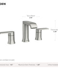 Genta Chrome Adjustable Widespread Two Handle Bathroom Faucet With Valve Included, spout reach 4.50 inches, faucet height 5.38 inches