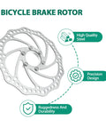 160Mm Flange Disc Brake Rotor For Road, Mountain, MTB And BMX Bikes With Stainless Steel Construction And 6 Bolt Mount Includes Flange Adapter