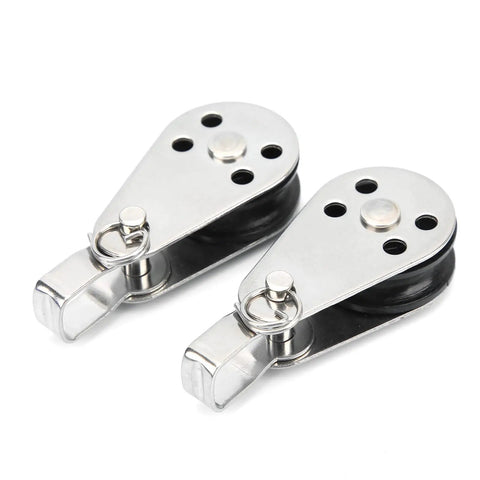 316 Stainless Steel Pulleys 2 Pack With Nylon Wheel And Steel Bearing For Small Lifting And Deck Rigging On Boats Kayaks And Sailboats