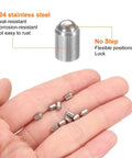 Heavy Duty 30 Pack 3X4MM Ball Point Spring Plungers Built Dead Tough From 304 Stainless Steel For Secure Door Catches and Easy Mechanical Updates. A hand holding multiple steel plungers.