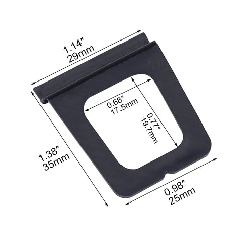 Durable Heavy Duty Plastic Window Screen Lift Tabs 30 Pack Universal Pull Tools For Flat Spline Channels No Sweat Screen Mesh Replacement Fix Kit Black, black plastic clip with dimensions.