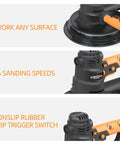 Powerful 800W Electric Drywall Sander With Vacuum And LED Light Variable Speed Removable Handle Dust Collection Bag And 13 Sanding Discs