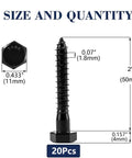 Durable One Quarter Inch By Two Inch Lag Screws Set Twenty Pieces Hex Head Wood Bolts Black Oxide Made From 304 Stainless Steel Eighteen Eight Grade