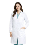 Med Pros Unisex Lab Coat With Belted Back 40 Inch White XL Lapel Collar Front Button Closure 1 Chest Pocket 2 Lower Pockets Durable Uniform Essential For Daily Lab Work
