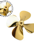 Beefy Four Blade Zinc Alloy RC Boat Propeller With Gold Plated Finish 4Mm Shaft 55Mm Or 60Mm Diameter Left Or Right Hand Rotation