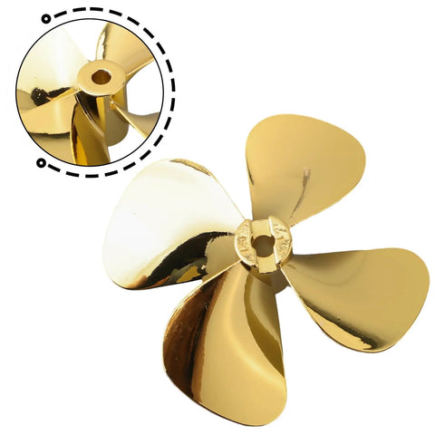 Beefy Four Blade Zinc Alloy RC Boat Propeller With Gold Plated Finish 4Mm Shaft 55Mm Or 60Mm Diameter Left Or Right Hand Rotation