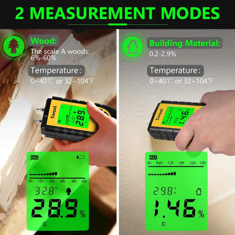 Pin Type Wood Moisture Meter Digital Moisture Detector For Wood And Building Materials Quick Easy Read Dampness Tester with dual modes.