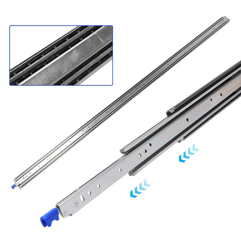 Heavy Duty Drawer Slides With Locking Side Mount For Industrial Use, Solid Q235 Cold Rolled Steel Construction, Anti Distortion Design, Supports Up To 300 Pounds, Rust Resistant Electroplated Finish, Lockable Drawer Slides For Secure Access, side view