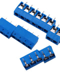 Boxed 2 Pin And 3 Pin 5mm Pitch PCB Mount Screw Terminal Block Connectors Blue For 14 To 22 AWG Wire Rated 300V 10A Easy Splice