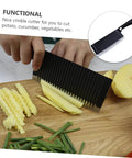 LIFKOME wavy crinkle cutter with black-coated stainless steel blade for slicing potatoes and vegetables