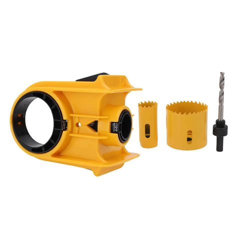 Heavy Duty Door Lock Hole Saw Set With Premium Hss Steel Blades And Sturdy Guide For Super Fast Wood And Metal Frame Installation Jobs Made Easy. 35mm and 44mm lock hole saw kit with yellow guide and drill bit