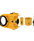 Cool Door Lock Hole Saw Set With Abs And High Speed Steel Jig For Wood And Metal Frames Easy Install Kit 1 3 8 To 1 3 4 In Double Cutter Tool, yellow jig and cutters