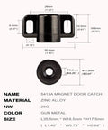 8 Pack Magnetic Cabinet Door Catch With Neodymium Magnet Cabinet Latch Magnetic Closure Hardware in gun metal finish with dimensions