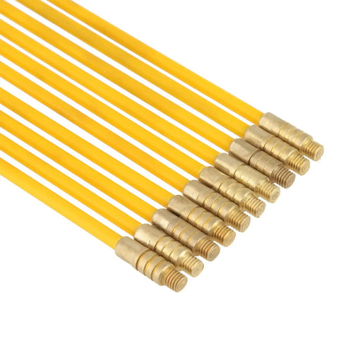 Top Tier Fiberglass Fish Tape Rod Kit Lets You Run Wire Through Walls And Attics Like A Pro With 10 Piece Flexible Cable Puller Set Featuring Brass Connectors For Any Tough Job Around The House Or Business, 10 fiberglass rods with brass ends